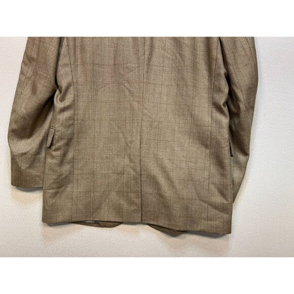 Jos. A. Bank Mens Wool 2 Button Sport Jacket Long Sleeve Size 41 Tan Houndstooth - Picture 14 of 14
